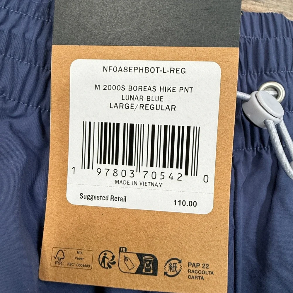 The North Face Mens LARGE 2000s Boreas‎ Hike Pant Lunar Blue Cargo WindWall NEW